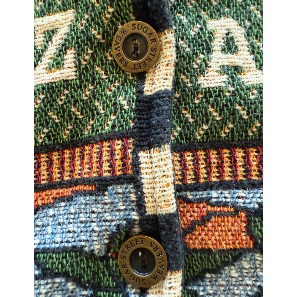 VTG Sugar Street Weavers Noah’s Ark Tapestry Jacket Promises Kept Animals USA OS - Picture 4 of 9